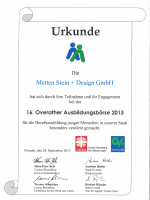 Urkunde Ausbildungsbörse 2013