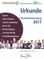 Urkunde Berufsfelderkundung