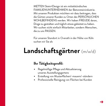 Stellenanzeige Landschaftsgaertner