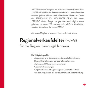 Regionalverkaufsleiter (m/w/d) für die Region Hamburg/Hannover