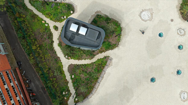 Frederiksberg (DNK), Rathaus, Asak Flyt Cubus Objektfarbe 1418. I © by ASAK, Norway