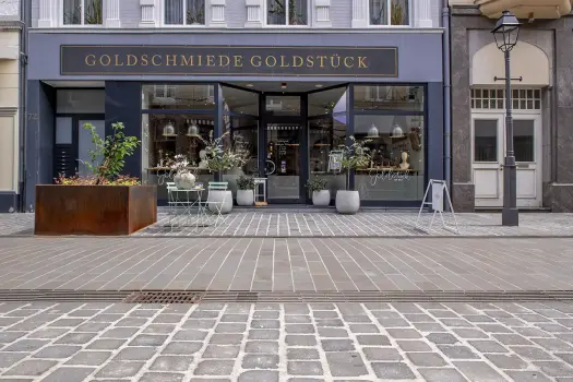 Stadt Stolberg, Fußgängerzone, Grauwacke in Kombination mit Basalt.