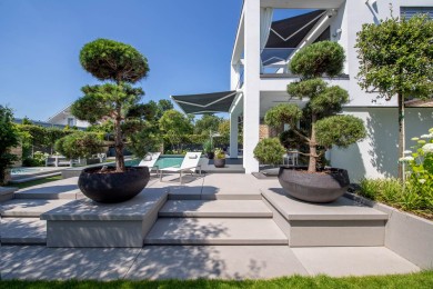 Conceo Grossformat Terrassenplatte Stufe Elegant Modern Design Pool Einfassung Podest 3307 150