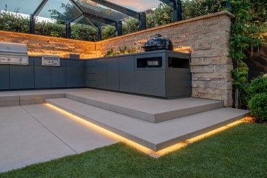 Conceo Grossformat Terrassenplatte Stufe Elegant Licht Beleuchtet Aussenküche Outdoor Kitchen Küche 3307 242