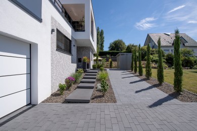 Corio Pflaster Hauszugang Stufen Elegant Grau Modern Klinker Design 2530 012